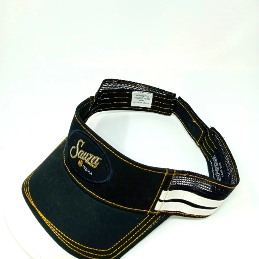 Sauza Tequila Adjustable Sun Visor Black White Embroidered Promo Hat